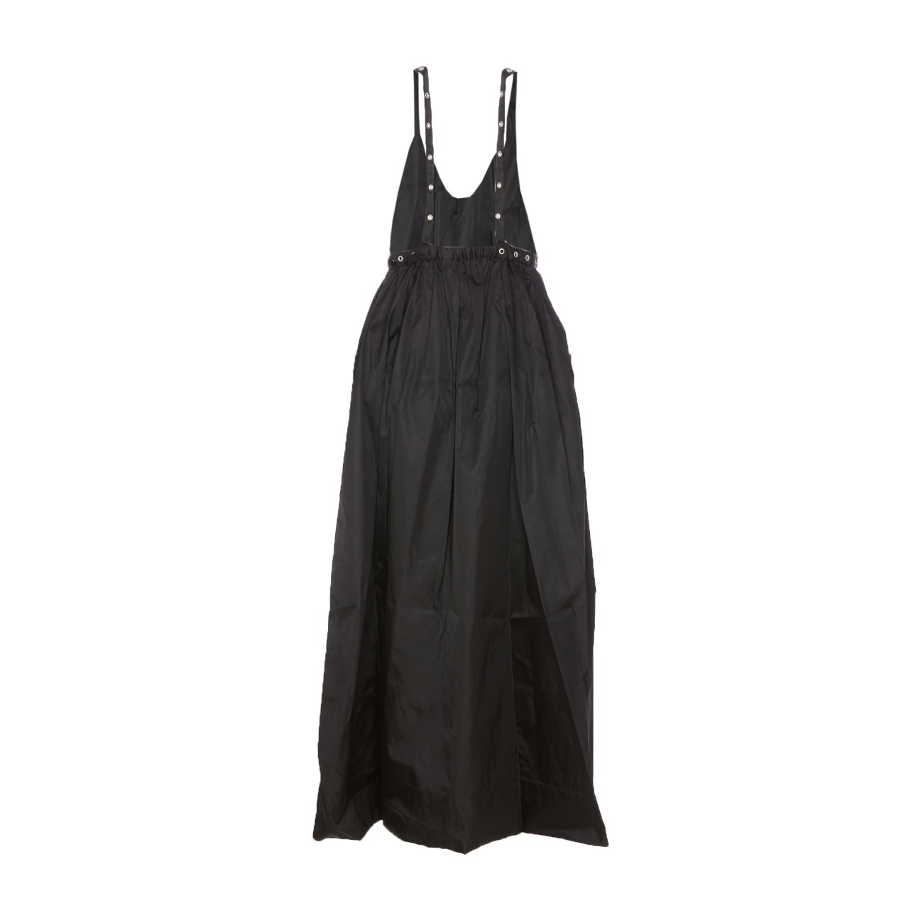 ワンピース DUCHESSE NYLON LONG DRESS Ganni Black Long Dress With A V-neck Embellished With Studs