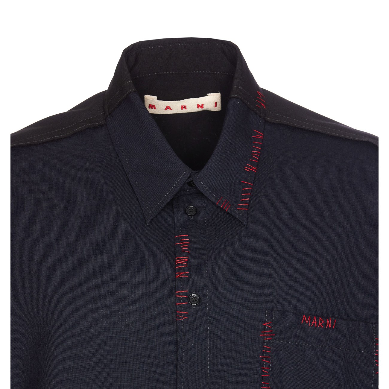 【送料 関税込】 MARNI MARNI STITCHING BACK CONTRASTING SHIRT MARNI STITCHING BACK CONTRASTING WOOL SHIRT CUMU0278QS