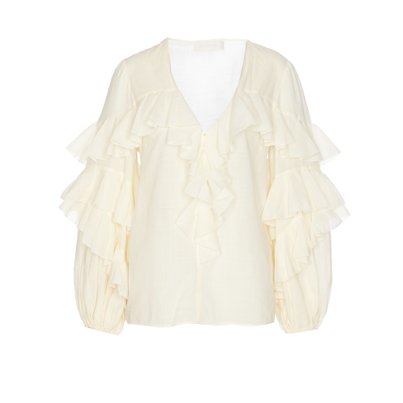 Tシャツ・カットソー Zimmermann SS25 'Acacia Ruffle' blouse (2454TRS252 TEA) ACACIA RUFFLE SHIRT 2454TRS252/TEA | Bruna Rosso