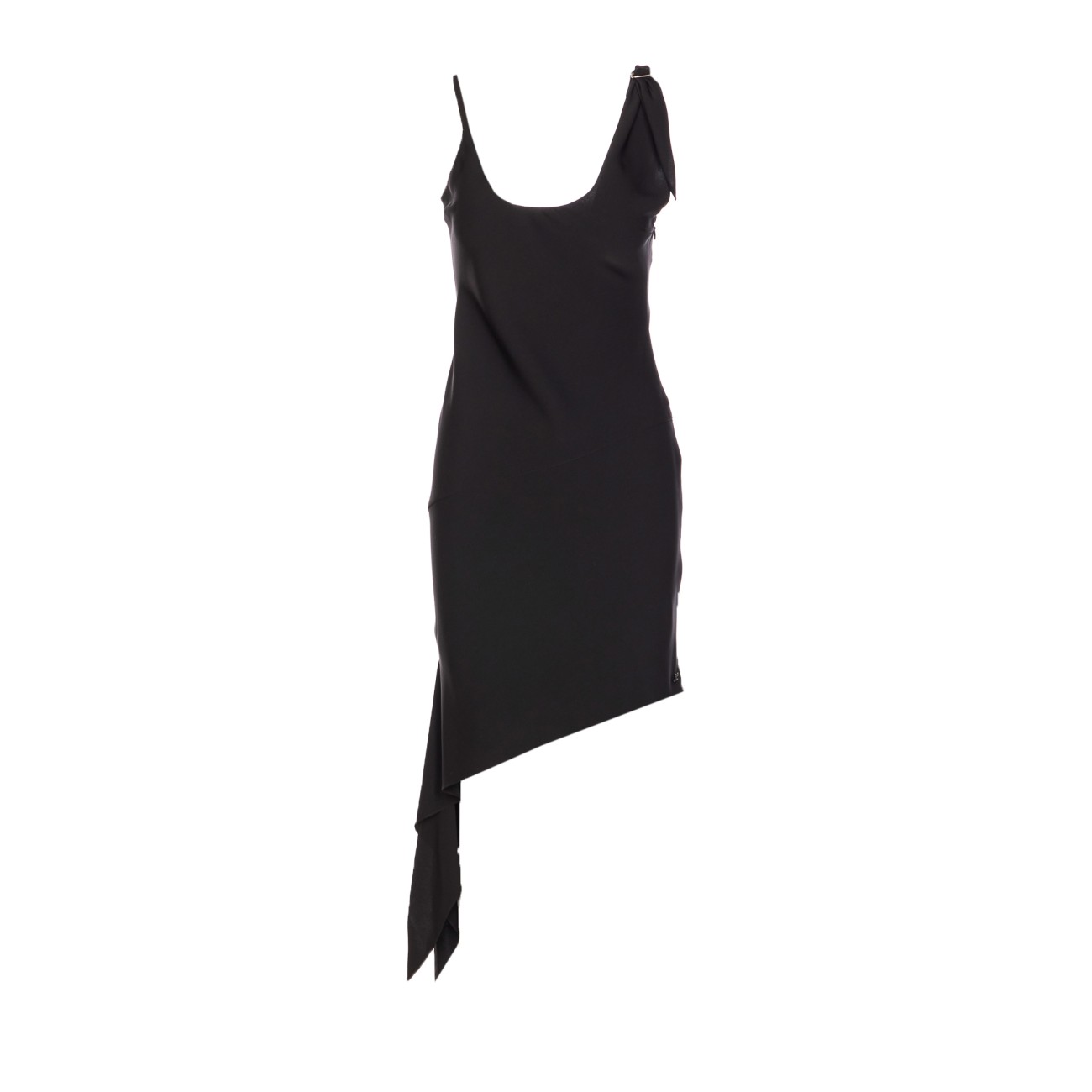 ワンピース Courreges ASYMMETRIC DRESS WITH KNOT Black Slash two-tone asymmetric appliquéd cotton-jersey mini