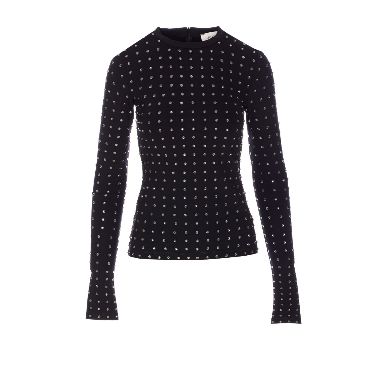 Tシャツ・カットソー SPORTMAX NEGUS JERSEY SCUBA STRASS TSHIRT Scuba jersey T-shirt with rhinestones, black | Sportmax