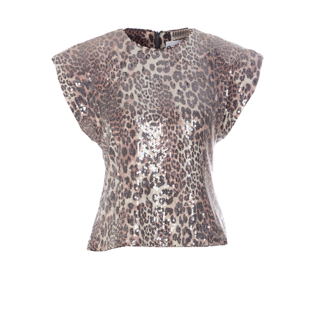 Tシャツ・カットソー Ganni PRINTED LEOPARD SEQUINS T-SHIRT PRINTED LEOPARD SEQUINS T-SHIRT T4182/943 | Bruna Rosso
