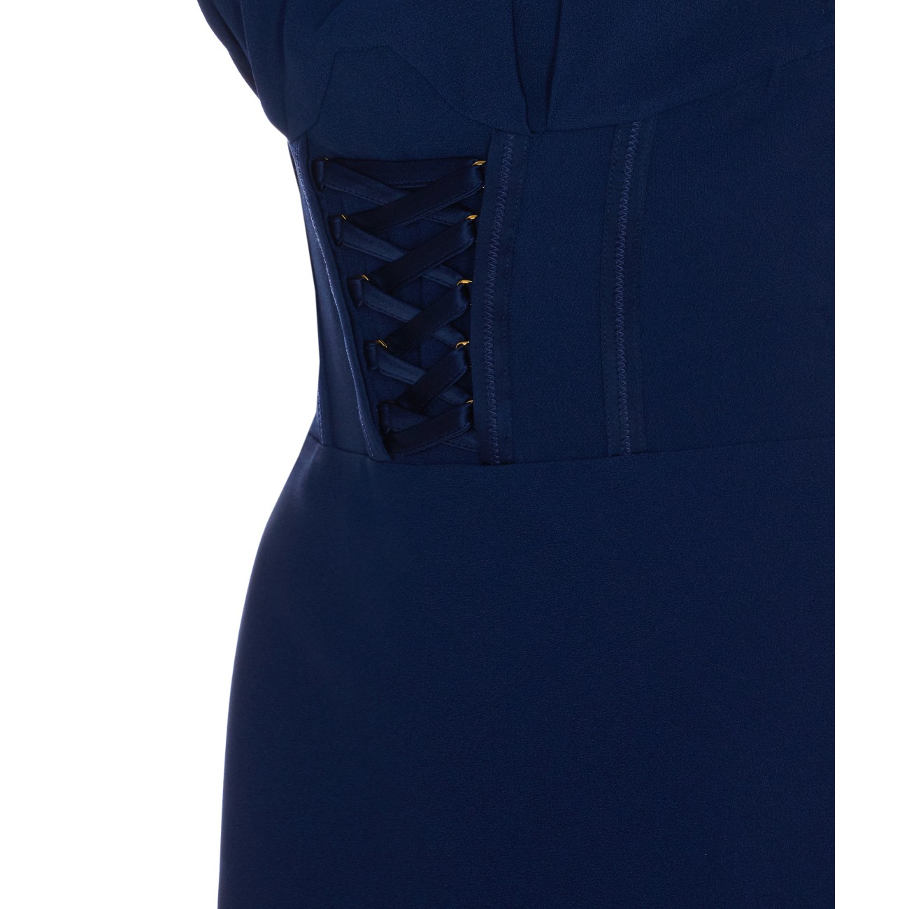 SATIN DRESS WITH CRISS-CROSS LACE AB84652E2/DC8 | Bruna Rosso