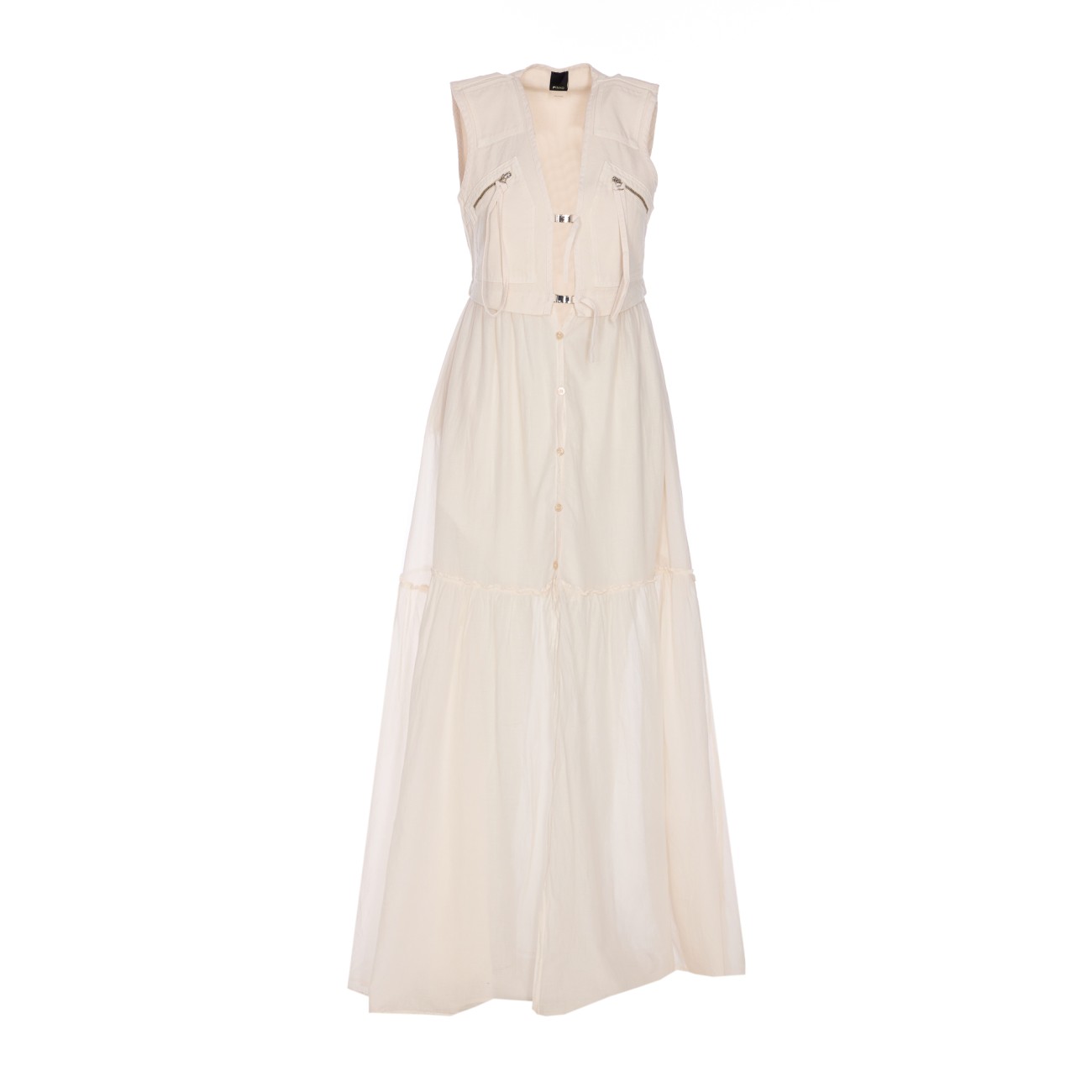 ワンピース Pinko ANDRES LONG COTTON DRESS WITH UTILITY SLEEVELESS VEST Long cotton dress with utility-style vest PINKO → Shop Online