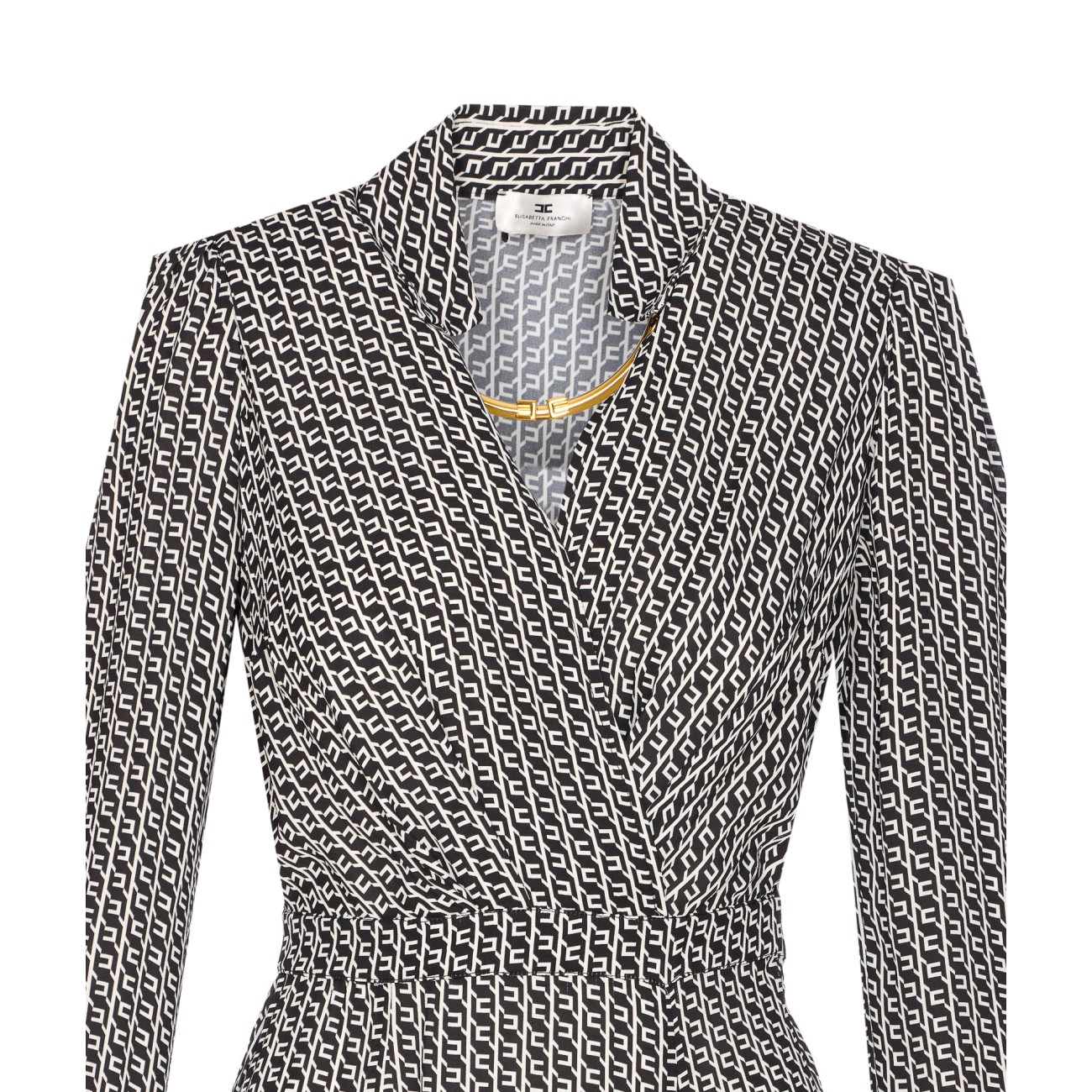 ワンピース ELISABETTA FRANCHI ETTE DRESS WITH GEOMETRIC PRINT Elisabetta Franchi knitted dress for women am31b47e2 Black