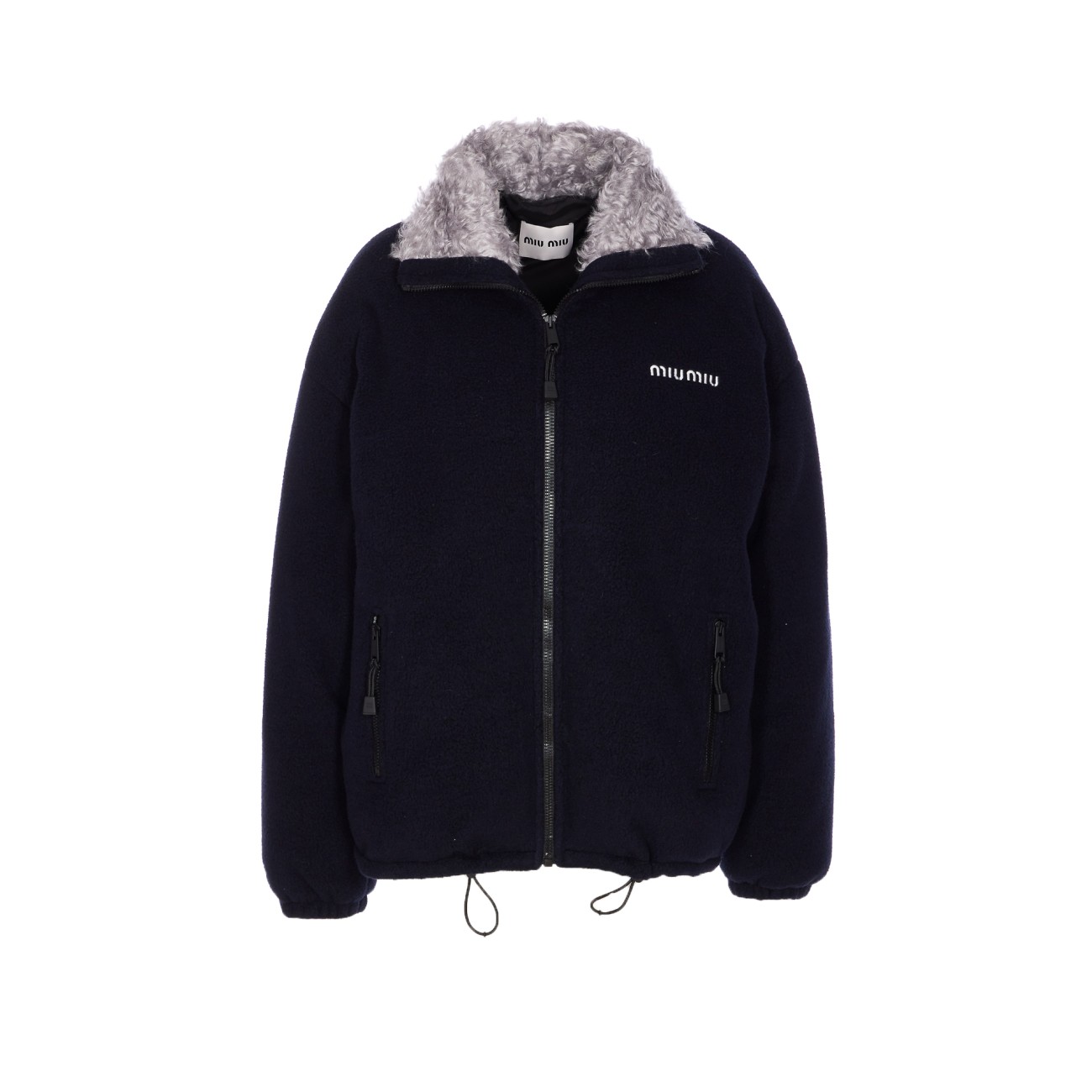 ダウンジャケット・コート MIU MIU LOGO DOWN JACKET Miu Miu logo-jacquard Puffer Jacket | Grey | FARFETCH